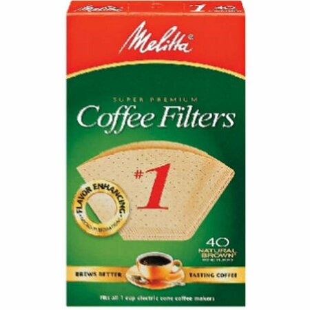 MELITTA 620122 No. 1 Cone Coffee Filter, Natural Brown, 40PK ME574028